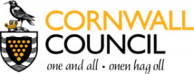 Cornwall Council Logo Cornwall Council logo with a bird, shield, and the motto one and all • onen hag oll.